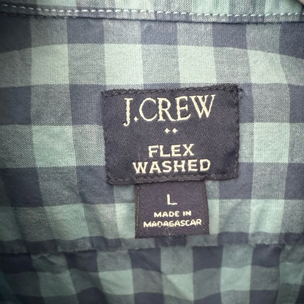 J.CREW FLEX‎ WASHED Men’s large Blue Check Cotton Stretch Button-Up Shirt